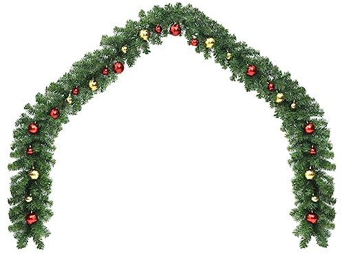 vidaXL Weihnachtsgirlande Geschmückt mit Kugeln Weihnachtskugeln Tannengirlande Christbaumschmuck Weihnachtsdeko Girlande Türgirlande 10m