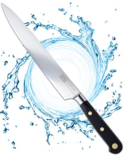 Taylors Eye Witness Oxford Professional Long Carving Knife - 20cm/8” Full Tang Blade, Top Grade Taper Ground Stainless Steel. Traditional Triple Brass Rivet Comfort Handle. Razor Sharp.