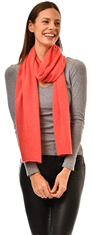 MayTree leichter flauschiger Kaschmirschal, Damenschal, Strickschal aus 100% Kaschmir, einfarbig (Coral)