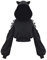 Damen-Sweatshirt mit Katzenohren und langen Ärmeln, lässig, mit Aussparungen an den Seiten, kurzes Oberteil, Schwarz , 42