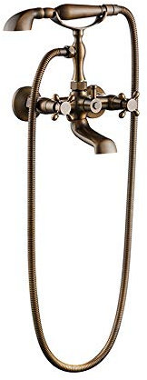 Antik Badewannenarmatur Messing Badewanne Wasserhähne mit Doppelter Griff Wandhalterung Bad Duschset mit Handbrause