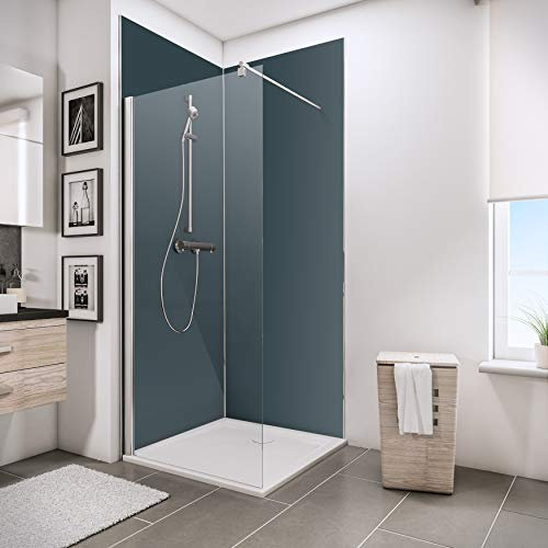 Schulte 2 panneaux muraux 90x210 cm, surface 3.78 m², 3 mm épaisseur, revêtement salle de bain douche, resistant aux rayures, anthracite, livré avec adhésif double face