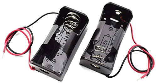 SDTC Tech 2-Pack 1x C Cell Battery Holder 1.5V C Size Battery Case Box with Wire Leads