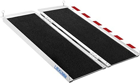 LIEKUMM Rollstuhlrampe 91 cm, 300 kg Tragkraft Aluminium Auffahrrampe rutschfest, Rollstuhlrampe für Treppen, Tragbare Rampe für Rollstuhl, Türschwellen, Zuhause