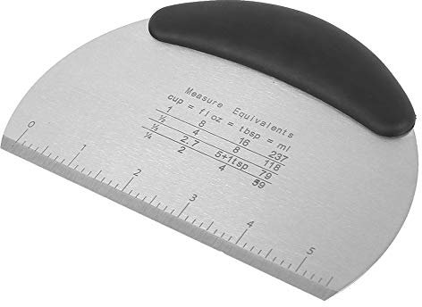 Dough Scraper Cutter Stainless Steel Pastry Pizza Cake Cutter Chopper with Handle and Measuring Scale Baking Shaping Metal Bench Scraper