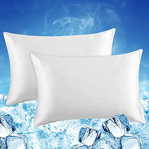 Luxear 2er Kühlender Kissenbezug 40x80cm für Nachtschweiß, Superweiche Kissenhülle, Japanische Arc-Chill Q-Max 0,5 Kühlfaser+100% Baumwolle, Atmungsaktiver Kopfkissenbezug
