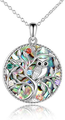 YAFEINI Eule Kette Sterling Silber Eule Baum des Lebens Anhänger Halskette Eule Schmuck Geschenke für Damen