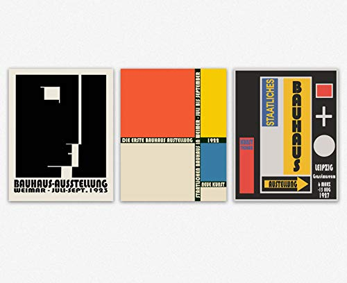 WallBUddy Abstract Bauhaus Posters 3 Rare German art School Prints (59.4cm x 84cm (A1))