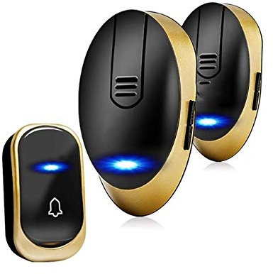 RONGJJ Smart Doorbell, 280 Meters Signal Receiving 36 Melody And Level 3 Volume Windproof Rain Doorbell Wireless Door Bell Distance Call Doorbell Doorbell Wireless Home, Gold-b