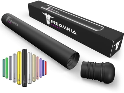 Insomnia Smoke Joint Case | A prova di acqua e odori | Premium Tobacco Doob Tube - Scatola portasigarette per sigarette lunghe confezionate artigianalmente | Realizzato in alluminio CNC (Nero)