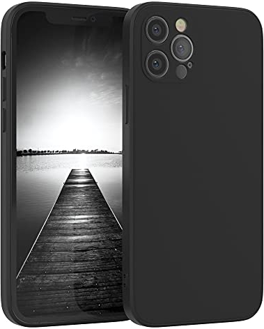 EAZY CASE - Silikonhülle für iPhone 12 Pro Hülle Silikon Case Schwarz stoßfeste Handyhülle iPhone 12 Pro Schutzhülle mit Kameraschutz Dünn Premium Schutz Cover TPU Phone Bumper in Schwarz Matt
