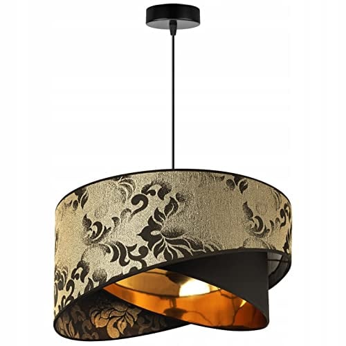 Light-Home Milan Lampenschirm Hängelampe Hängeleuchte - Deckenlampe Industrial für Wohnzimmer Schlafzimmer und Esszimmer - Pendelleuchte aus Metall mit Lampenschirm aus Velours (Schwarz und Gold)