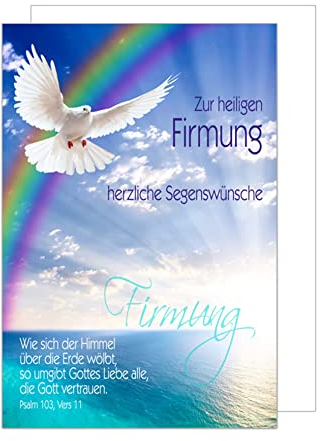 Edition Seidel Premium Glückwunschkarte zur Firmung mit Umschlag. Firmungskarte Grusskarte Taube Meer Regenbogen Junge Mädchen Karte (FI102 SW022)
