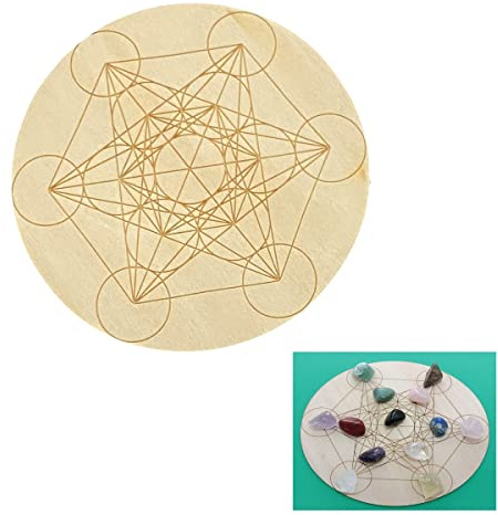 7.8’’ Wooden Crystal Grid Sacred Geometry Meditation's Cube Witchcraft、Decor Positive Energy Decor ， Grids for Crystal