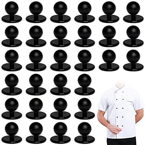 30 stycken kulknappar för matlagningsjackor YUTOU standard kulspänne knappar, kockjacka, motivknappar set, kockknappar, jacka, kök, kockknopp, professionella kockknappar med Ø 11 mm huvuddiameter (svart)