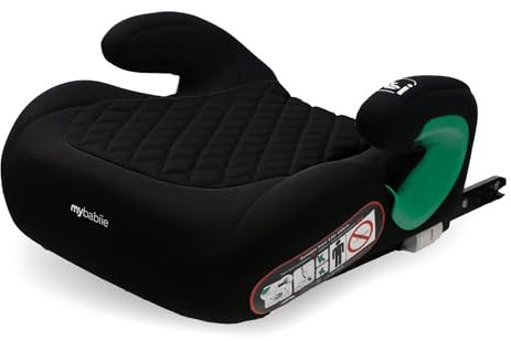 My Babiie MBCSB25 Booster Max Seat - ISOFIX, R129 i-Size 125-150cm (Group 3, 6 to 12 Years Approx.) Portable Child Car Seat, Comfortable for Kids, Compact, Lightweight - Black Quilted