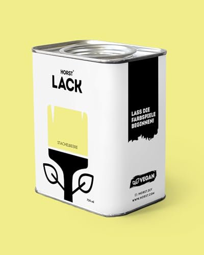 Horst Lack Stachelbeere matt 3L - Wetterfester Möbel-Lack für Holz, Metall & Kunststoff - Hohe Deckkraft - Geruchsneutral- Spritz- & Tropffrei - Vegan - Gelb