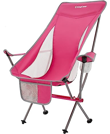 KingCamp Campingstuhl Cataby Deluxe Klappstuhl Strand Stuhl Faltbar Alu 120 kg Rose Red