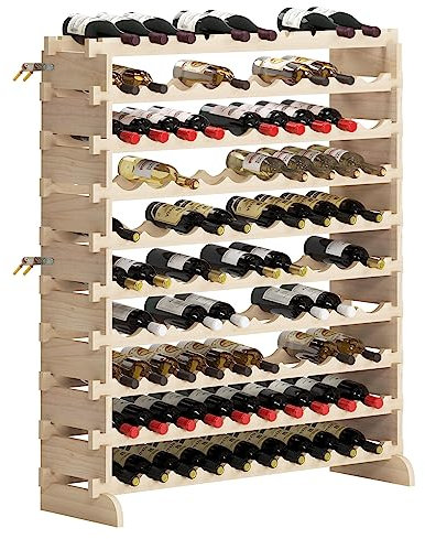 DlandHome - Estante para vino (10 niveles, para 100 botellas, estante para vino, botella, modular, para botellas, de madera, 110 x 35 x 116,5 cm)