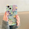 QLTYPRI für iPhone 14 Pro Max Hülle Blumen 3D Ölgemälde Silikon Aesthetic Laser Blu-ray Handyhülle Lockenwelle Rahmen Case Mädchen Frauen Mode Cover Weich TPU Handy Hülle Schutzhülle -Grün