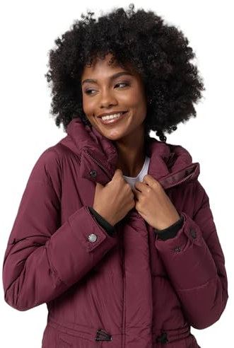 MARIKOO Damen Winter Jacke gesteppte Winterjacke Stepp warm B947 [B947-Akum-Wine-Gr.L]