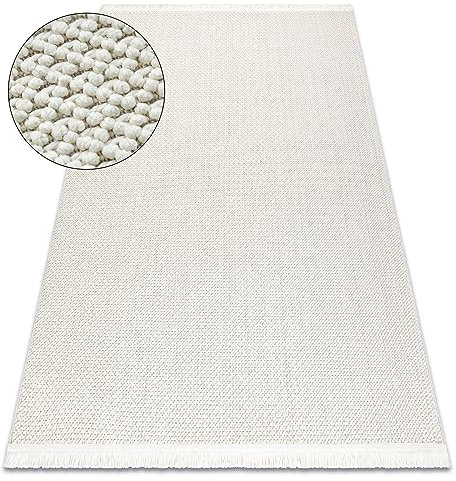 rugsx Teppich Nano FH92A Glatt, Schlinge, flach gewebt, weiß 160x220 cm