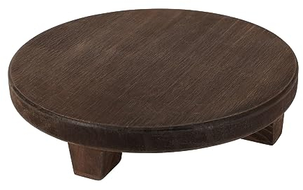 Spetebo Holz Blumenteller braun - 32 cm/groß - Pflanzenständer mit 4 Füßen - Deko Pflanzenteller Blumenständer Pflanzenhocker
