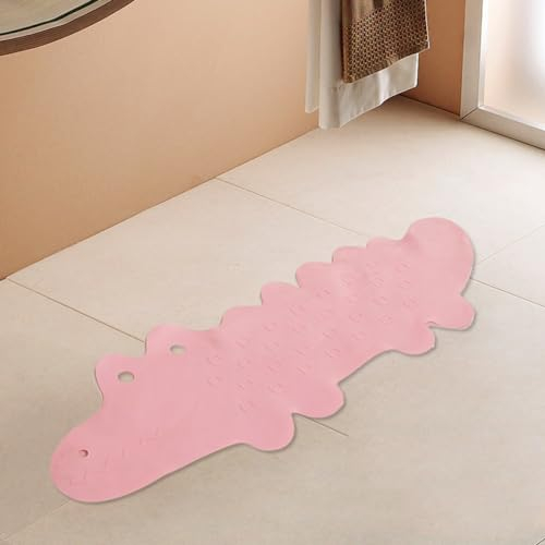 Morbuy Badewannenmatte Kinder rutschfest Maschinenwaschbar Duschmatte Antirutschmatte Badewanne Badematte mit Saugnäpfen, Starke Saugkraft (rosa Krokodil,95x34.5cm)