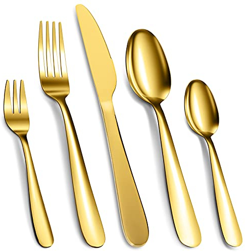 Besteck Set für 12 Personen, 60 teilig Essbesteck Set inkl. Messer, Gabel, Löffel, Hochwertiges Edelstahlbesteck, Spülmaschinenfest