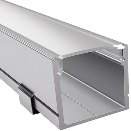 Alumino - Eloxiertes LED Aufbau-Profil - 2000 x 21 x 18,5 mm für breite LED Stripes bis 16 mm (z.B. für Philips Hue) + semi Abdeckung + Zubehör