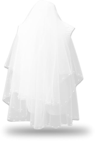 Teegxddy Brautschleier,Schleier Braut Schleier Perlmutt-Doppelschleier Brautschleier Mit Haarbürste Ideal Für Hochzeiten, Heiratsanträge, Hochzeitsfotos,Länge: 80cm