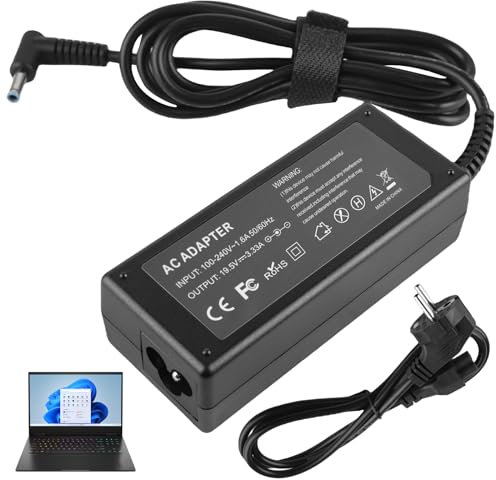 Vaileal 65W 19.5V 3.33A Hp Laptop Ladekabel: Laptop Ladegerät, HP Netzteil mit Wear-Resistant Fireproof Shell, AC Adapter Netzteil Für Hp Netz Batterie Stromversorgung Ladegeräte Netzteile Stecker