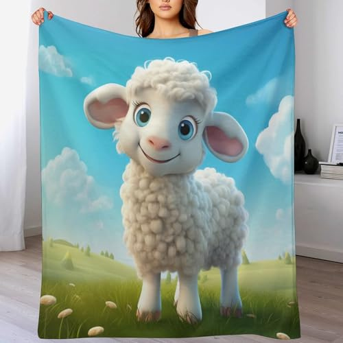 Fleecedecke süße Schafe, Kuschelweiche Flauschige Fleece Decke Für Couch, Sofa, Bett, Verdickte Warme Decke, Plüsch-Mikrofaserschläfchendecke,（100×130cm）