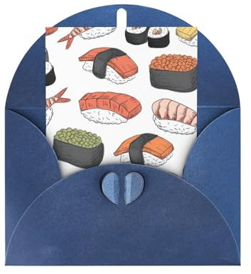 BREAUX Sushi-Druck-Grußkarte, leere Karte mit Umschlag, Geburtstagskarte, 10,2 x 15,2 cm