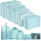 10 Stück Koffer Organizer, Packing Cubes, Packwürfel für Rucksack, Travel Organizer Packtaschen Set mit Kleidertaschen Schuhbeutel Wäschebeute Kosmetiktasche, Reise Gadgets-Blau