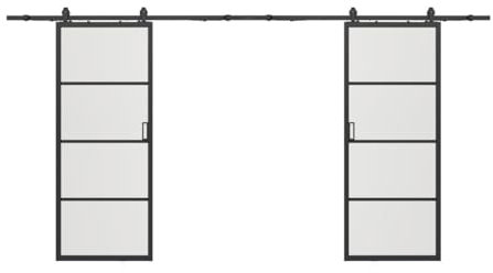 Vente-unique-Puerta corredera doble vista - aluminio y cristal templado esmerilado - 2 x Alt. 205 x L93 cm - SINCA II