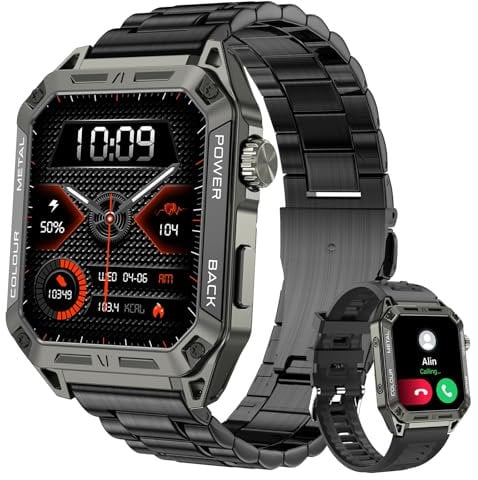 bomow Smart Watch for Men: 1.91 Inches Rugged Smartwatch for Men Digital Mens Watches with Blood Pressure, SpO2, Heart Rate Monitor and Sleep Tracker for Android iOS Phones