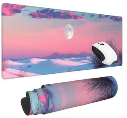 Mouse Mat Landscape XXL Gaming Mouse Pad Moon (600*300*3 MM) Extended Large Mouse Mat Desk Pad, Stitched Edges Mousepad Desk Mat, Non Slip Rubber Base Desk Accessories, for Gaming Office Accessories