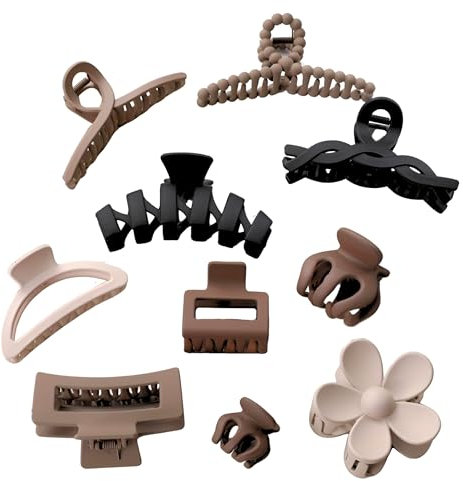 Haarklammer Set 10-teilig - Große Haarklammern für Damen - Claw Clip Haarspangen in verschiedenen Farben - Starker Halt für dickes und dünnes Haar - Rutschfeste Frisuraccessoires für Alltag & Partys