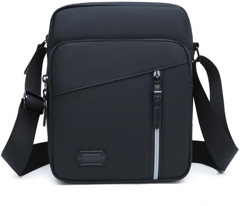 Ogetok Kleine Umhängetasche für Herren Damen, kleine Herren Umhängetasche Sling Geldbörse Seitentasche, Reisepass Handy Schulter Handtasche (Schwarz)