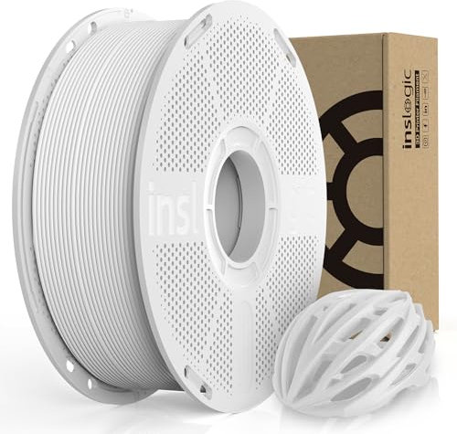 Inslogic ASA 3D Printer Filament 1.75mm, UV & Weather Resistant, High-Strength & Low Warping, 1kg Spool (2.2lbs), Dimensional Accuracy +/- 0.02mm, Fit Most FDM 3D Printers, White