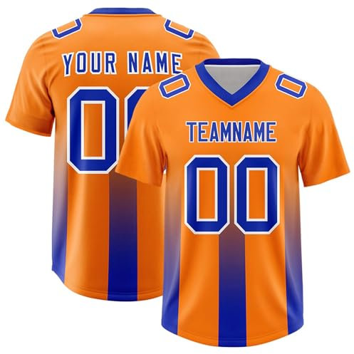 Personalisiertes Baseball Trikot,Mit Eigenem Namen Nummer & Logo,Football Kostüm Für Herren Und Damen Unisex Personalisierte Geschenke Football Kostüm Baseball Shirt(Blau)