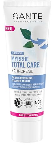 SANTE Naturkosmetik Myrrhe Total Care Zahncreme - 75 ml - Zahnpasta mit Myrrhe, Grüntee & Xylit - vegan, fluoridfrei & ohne Titandioxid - starker Schutz für Zähne & Zahnfleisch