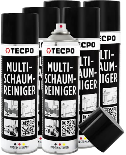 TECPO 6X Multi Schaum Reiniger, 500ml Kfz Reinigungsmittel für Innenraum, Kunststoff, Scheiben, Polster, Glas, Metall Autopflege Aktiv Reiniger