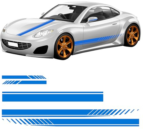 5 Stück Auto Haubenstreifen Aufkleber,Racing Seitenstreifen Autoaufkleber | PVC Zierstreifen Auto für SUV, LKW und Geländewagen, Selbstklebend, Autoaufkleber Tuning