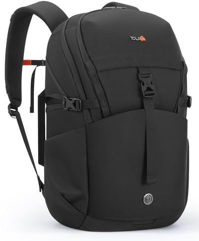 Tolaccea Reiserucksack Handgepäck Laptop Rucksack 30L für Business Arbeit | Wasserabweisende Nachhaltiges RPET, Wasserdichte YKK-Reißverschluss, 15,6'' Laptopfach, 12,9'' Tabletfach, Panorama-Hauptfach