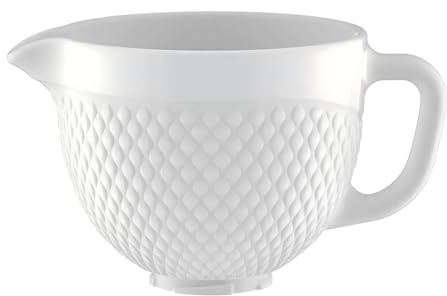 Tilt-Head Bowl,4.5-5QT,Compatible For Kitchenaid Artisan 5KSM125 5KSM150 5KSM175 5KSM7580 KSM150 RRK150,Ceramics Glass Container Spare Parts(White ceramic)