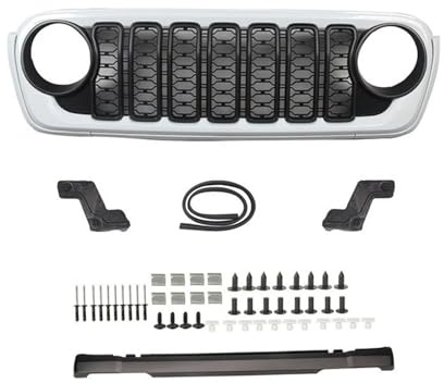 Griglia Anteriore Dell'auto Per Jeep Per Wrangler JL JT 2018-2024 Plastica ABS Una Varietà Di Colori Auto Paraurti Anteriore Griglia Maglia Accessori Ricambio Griglia paraurti(Bianco)