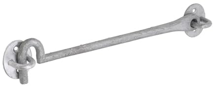 12 (300mm) Heavy Duty Galvanised Cast Iron Cabin Hook & Eye Latch – Door & Gate Holder Stay – Windproof Catch for Gates, Doors & Fences
