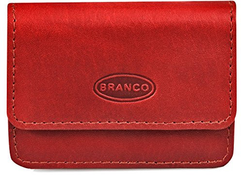 Sehr Kleine Geldbörse/Mini Münzbörse Größe XS aus Leder, für Damen und Herren, Rot, Branco 108